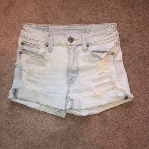 Ripped Light Wash Jean Shorts